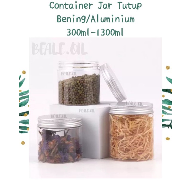 Toples Plastik PET TEBAL Bening Tutup Alumunium / Bening Transparan 300ml 400ml 600ml 800ml 1 liter toples besar plastik gula garam tepung bumbu dapur Tebal toples tabung silinder kue natal hampers christmas kering cookies gift natal lebaran dapur warna