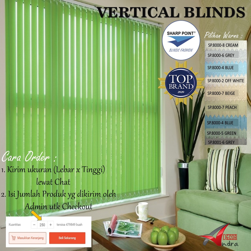 TERLARIS  GORDEN VERTICAL BLIND RUMAH KANTOR SEKOLAH MINIMALIS MURAH SHARP POINT