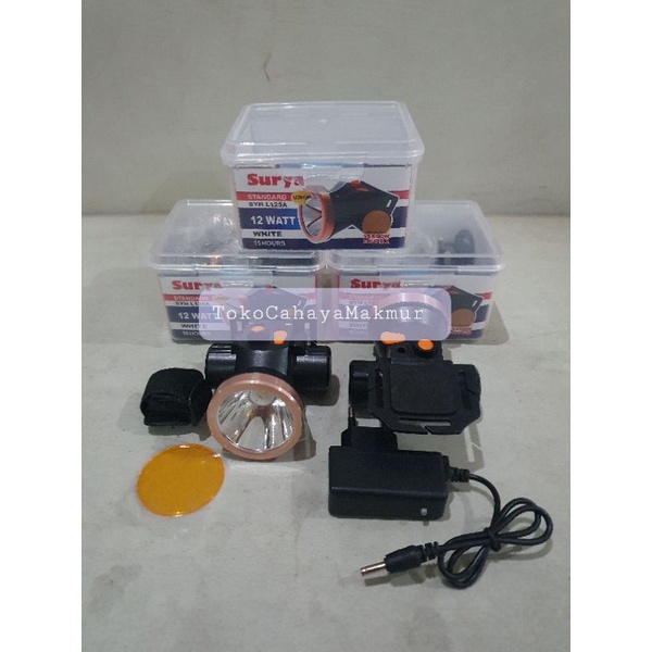 HeadLamp / Senter Kepala Rechargable 12w 12watt SYH L125A Surya + Yellow Cover