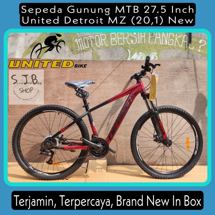 KHUSUS GOJEK/GRAB Sepeda Gunung MTB 27.5 Inch United Detroit MZ New - Red Black Black