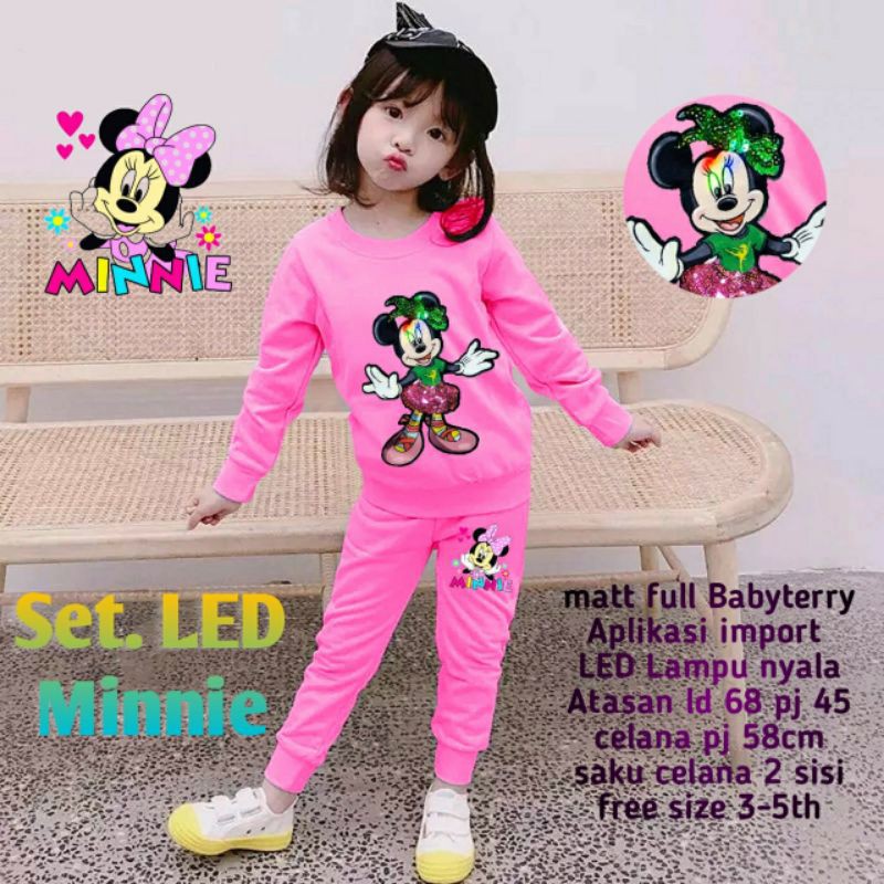 Set Minnie led KID GA STELAN LED KID STELAN NYALA LOL STELAN ANAK CEWEK