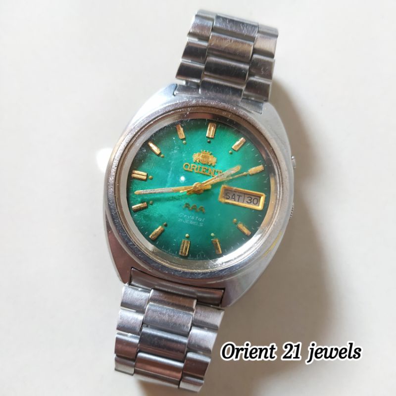 Jam tngan vintage Orient AAA  21 jewels green dial