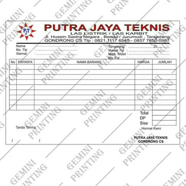 Cetak Nota Murah 2 Rangkap Custom