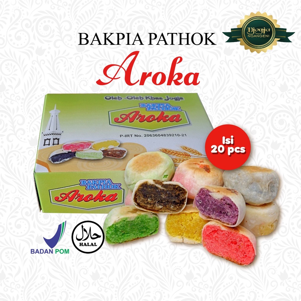 

BAKPIA PATHOK AROKA isi 20 PCS/Bakpia Kering/Bakpia Basah/Oleh-Oleh Jogja