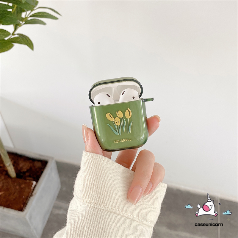 Soft Case Airpods 1 / 2 Transparan Gambar Bunga Tulip