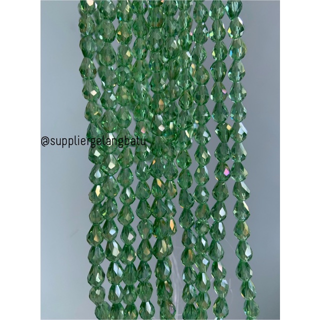 kristal Ceko tetes 10 x 6mm SOFT GREEN quartz bening bross PREMIUM