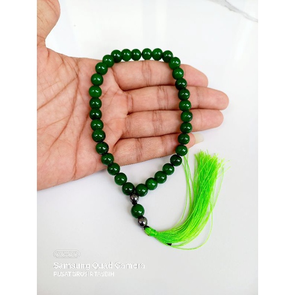 Tasbih batu giok asli 33 butir tasbih batu giok hijau tembus asli tasbih giok hijau asli tasbih 33 butir tasbih batu giok hijau tembus cahaya CLW