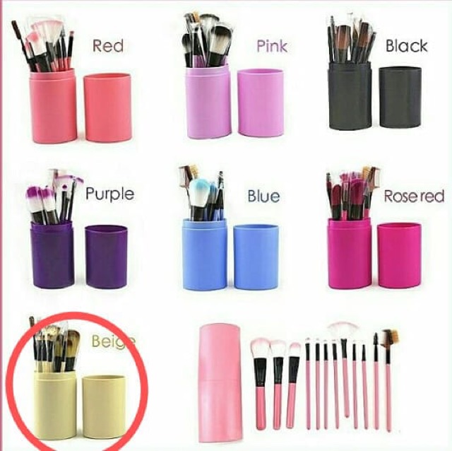 `ღ´ PHINKL `ღ´ Brush set kuas makeup tabung kosmetika untuk aplikasi bedak eyeshadow blush on lipstick