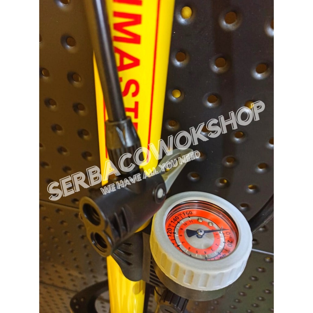 Kenmaster Pompa Ban Sepeda Serbaguna Motor Bola 160 Psi Tabung Meter Kuning Termurah Berkualitas