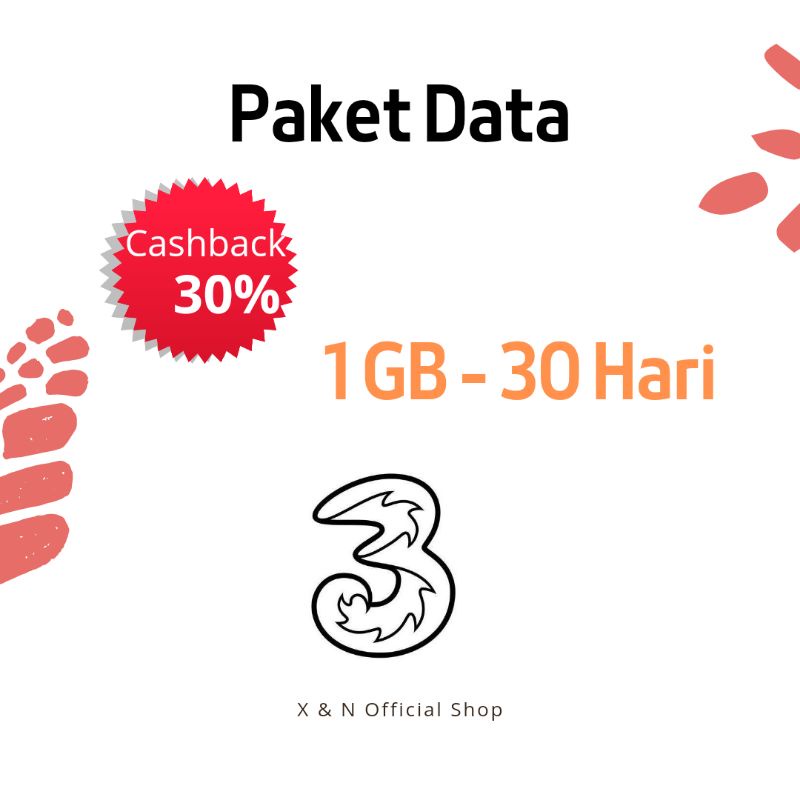 Paket Data Kouta Tri Mini Masa Aktif 30 Hari Full 24 Jam