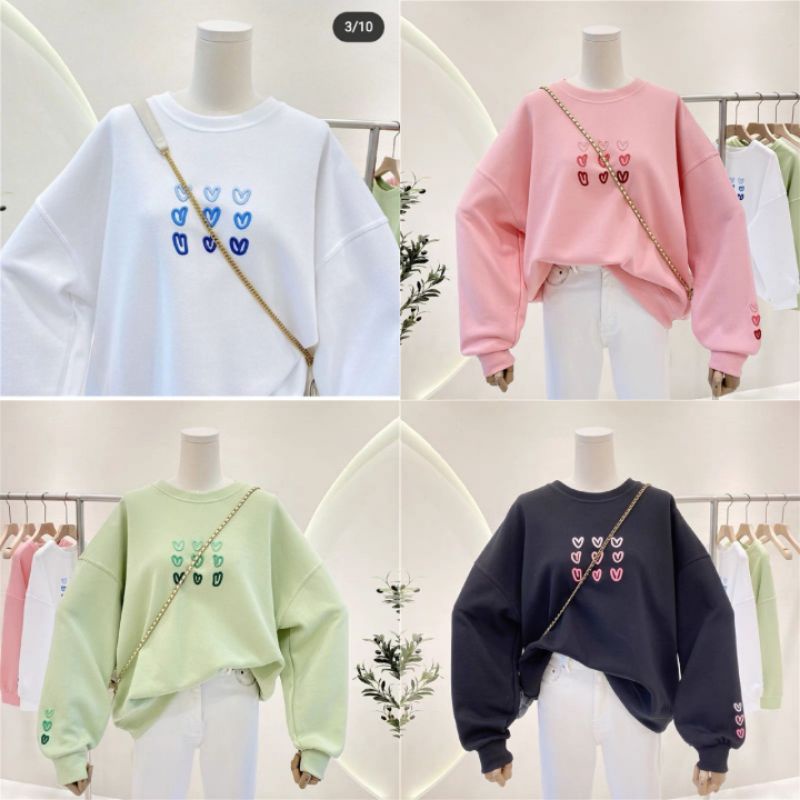 Sweater Polos Crewneck Wanita L &amp; XL Full Love
