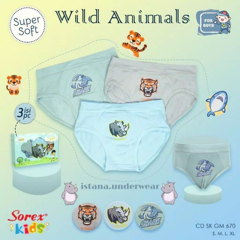 Cd celana dalam anak laki laki sorex boy clotes gambar animal