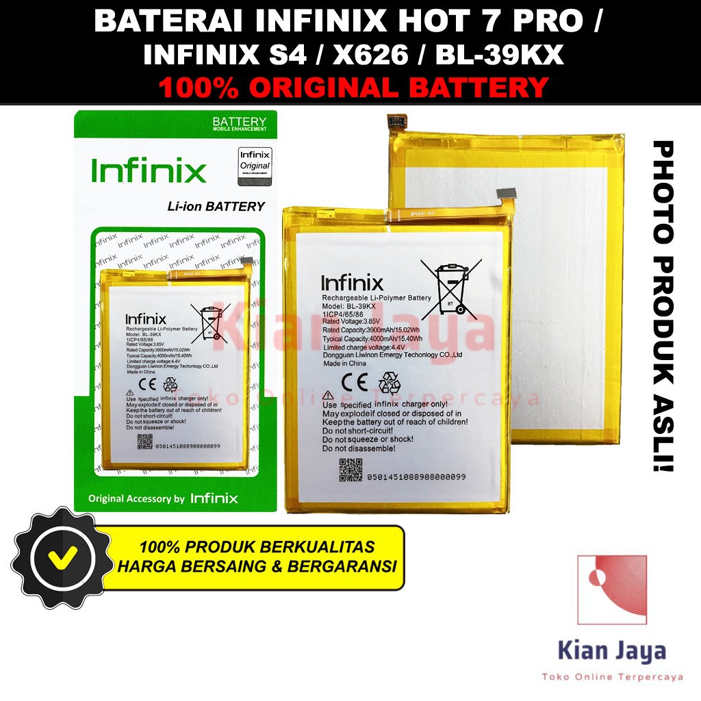 Baterai Infinix HOT 7 Pro / Infinix S4 / X626 / BL-39KX Batre Batrai Battery Hp BL39KX Original