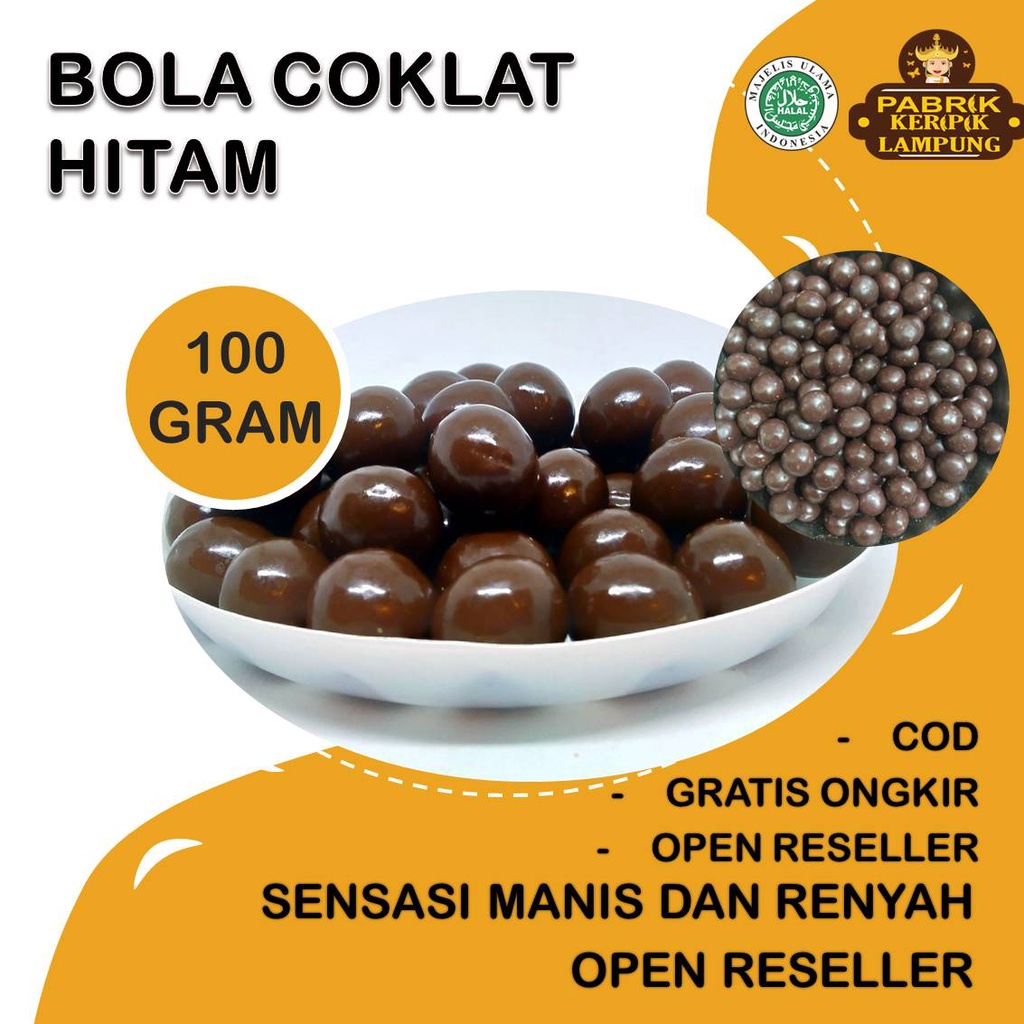 

100 Gr Bola Coklat Hitam By PABRIK KERIPIK LAMPUNG