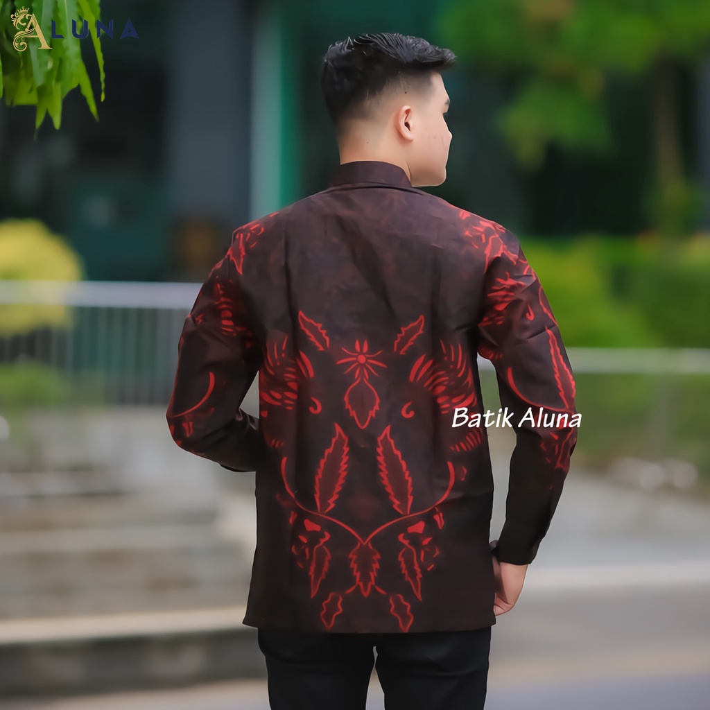 Baju Koko Kurta Pakistan Pria Dewasa Motif Batik Aluna Baju Muslim Lengan Panjang Good Quality Katun Premium MBA 011