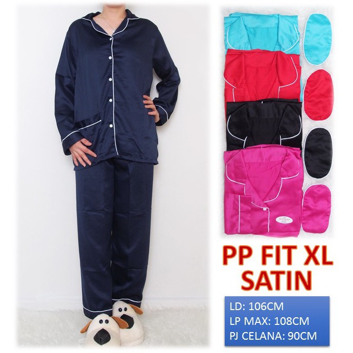 Piyama dewasa PP XL celana panjang baju panjang, FIT TO XL, SATIN PP005
