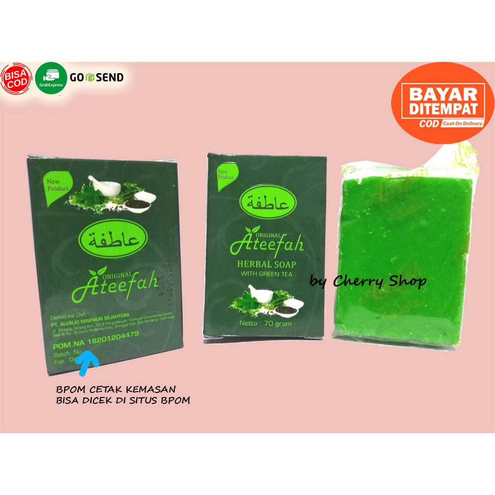 [BUY 6 GET GIFT] [BPOM] [DEALER] SABUN ARAB WITH GREEN TEA ATEEFAH 70GR CHERRY BUKAN PYARY NALPARAMA