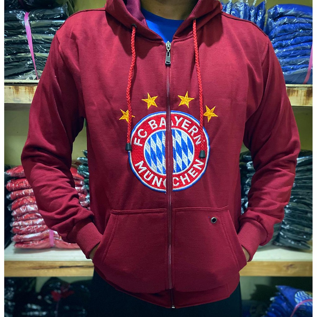Jaket Outwear Sweater Hoodie Zipper Bola Bayern Munchen Kerja Kantor Jumbo Big Size Besar XXL