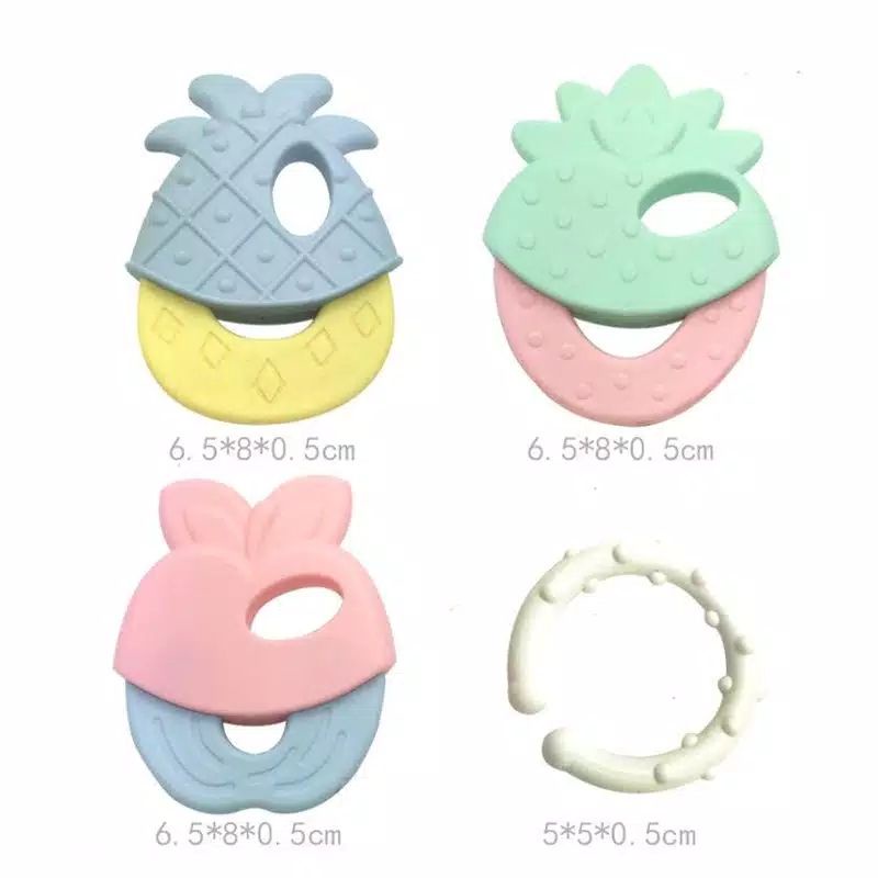 Gigitan bayi silikon 3in1 bisa digantung / Mainan gigi bayi / Baby teether