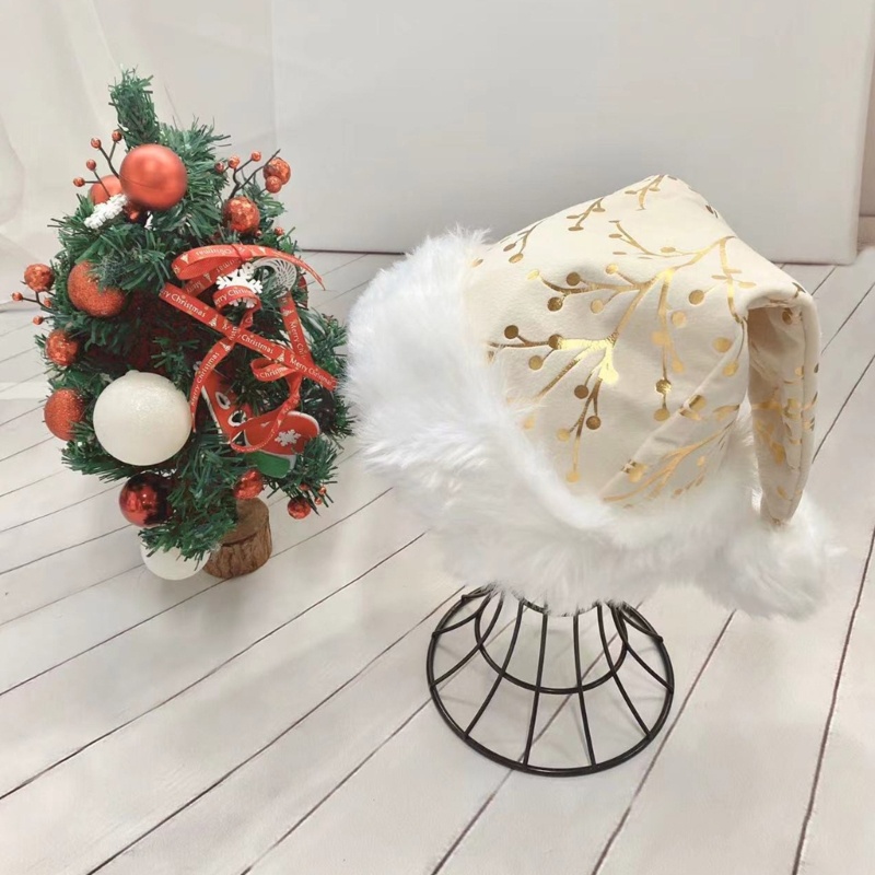 Topi Santa Natal Bahan Plush Untuk Unisex