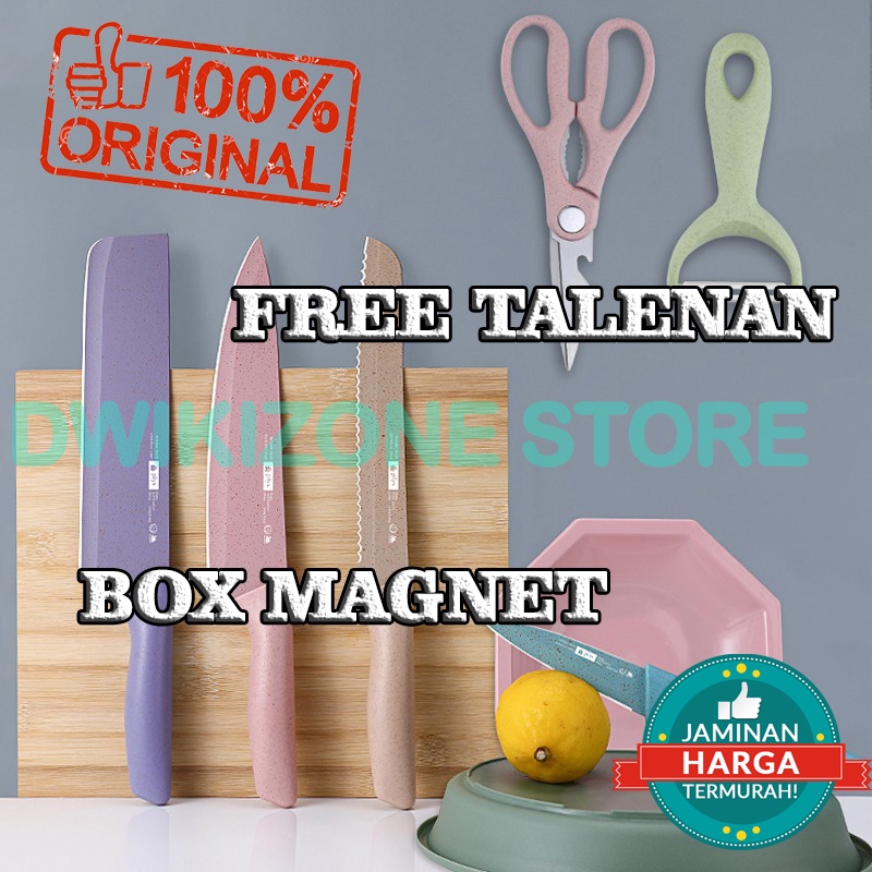 [100% ORIGINAL] PISAU 6 SET JERAMI STAINLESS STEEL BOX MAGNET TALENAN WHEAT FOOD GRADE BESI