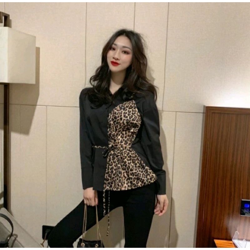 BAJU ATASAN WANITA BLOUSE KEMEJA IMPORT THREE M LENGAN BALON