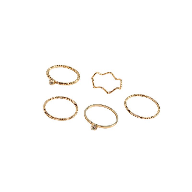 5pcs / set cincin Susun Desain Gelombang Untuk Wanita