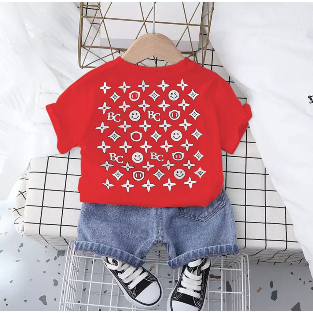 SETELAN ANAK KAOS BAHAN KATUN CELANA PENDEK DENIM UMUR 1-5 TAHUN SETELAN BC BAJU ATASAN ANAK LAKI LAKI PERMPUAN TERBARU OUTFIT ANAK MASA KINI BAJU KASUAL ANAK TERMURAH