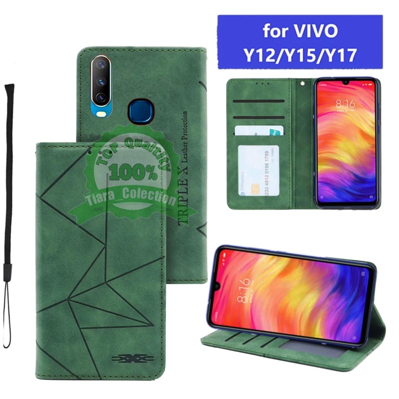 CASE FLIP MAGNET VIVO Y12 Y15 Y17 Y19 LEATHER FLIP MAGNET SARUNG HP BUKA TUTUP