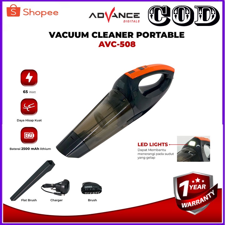 Advance Vacuum Cleaner AVC 508  Penyedot Debu Portable Wireless ORIGINAL BERGARANSI RESMI MANTAP