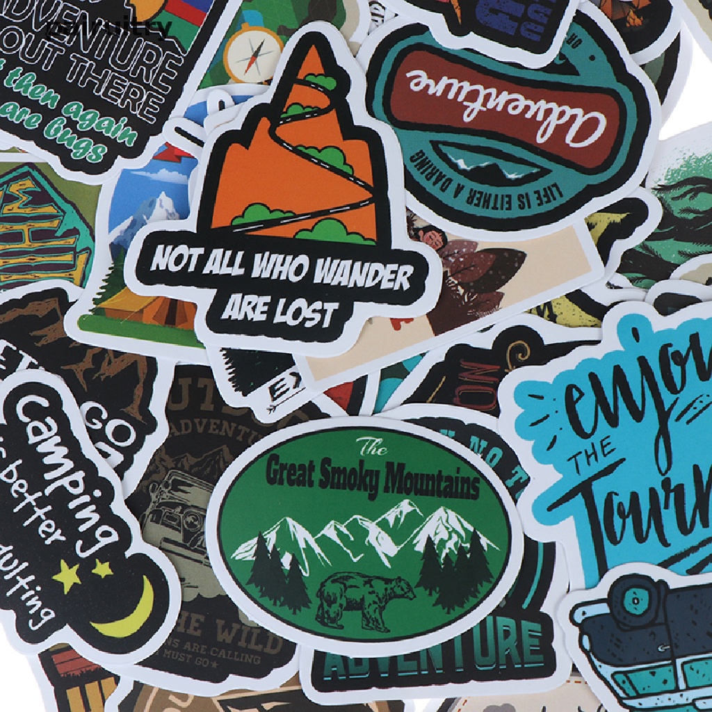 Prt 50Pcs Stiker Motif Pemandangan Camping Untuk Dekorasi Koperlaptopgitar