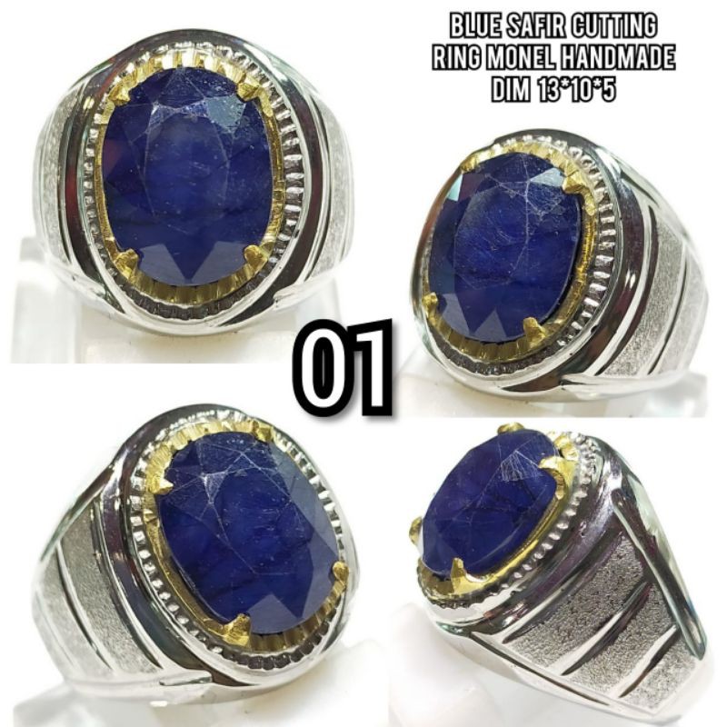cincin pria batu sapphire blue safir cutting asli natural