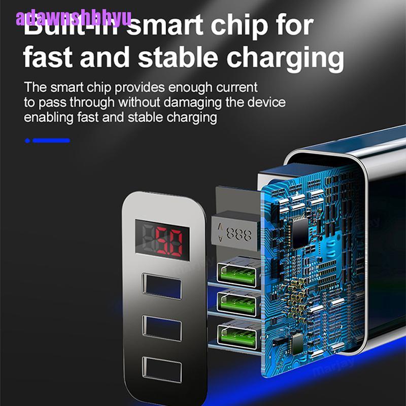 Adapter Hub Charger Dinding 3 Port USB 3.0 Fast Charging Digital QC 3.0 Dengan LED Power