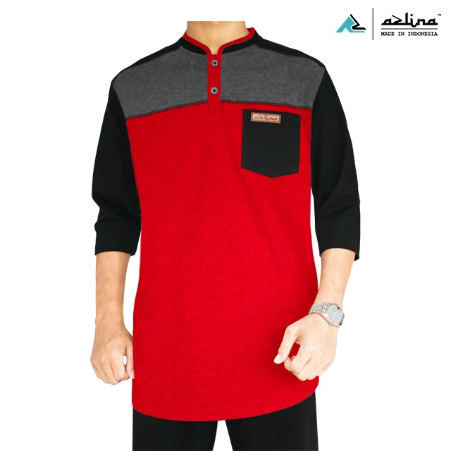 AZLINA BAJU KOKO KAOS  pria dewasa terbaru Kurta Pakistan Bahan KATUN Lengan 3/4 Baju Koko Muslim Modern (COD)