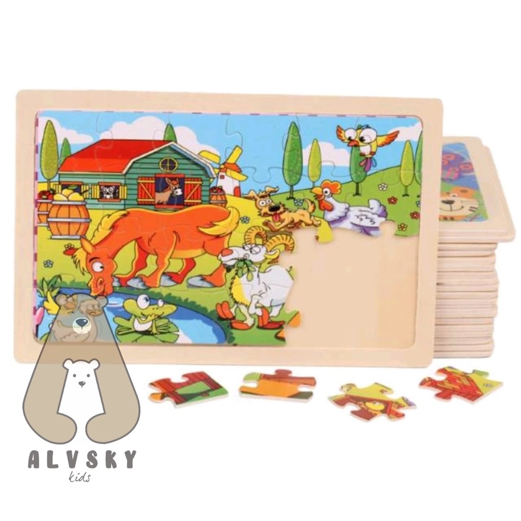 MAINAN EDUKATIF / JIGSAW PUZZLE / PUZZLE KAYU GAMBAR 24 PCS LUCU