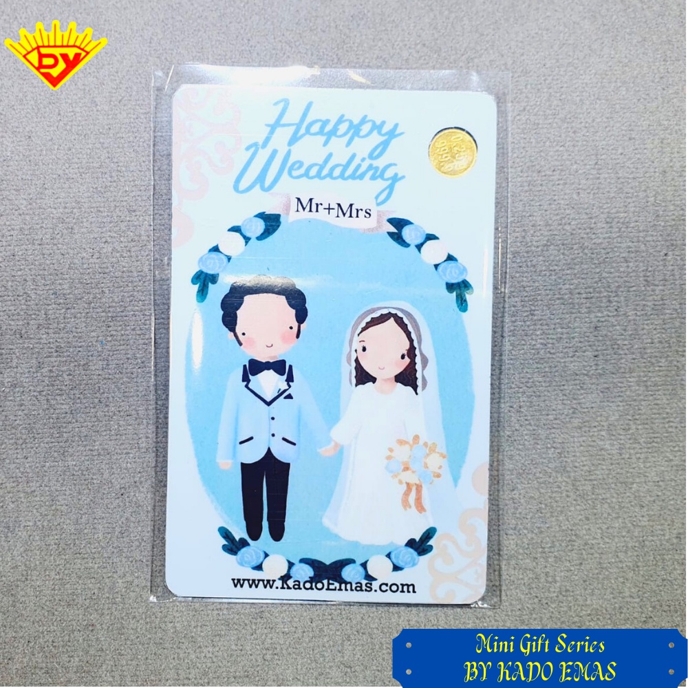 Mini Gift Kado Emas 0.25 Gram Happy Wedding/Pernikahan