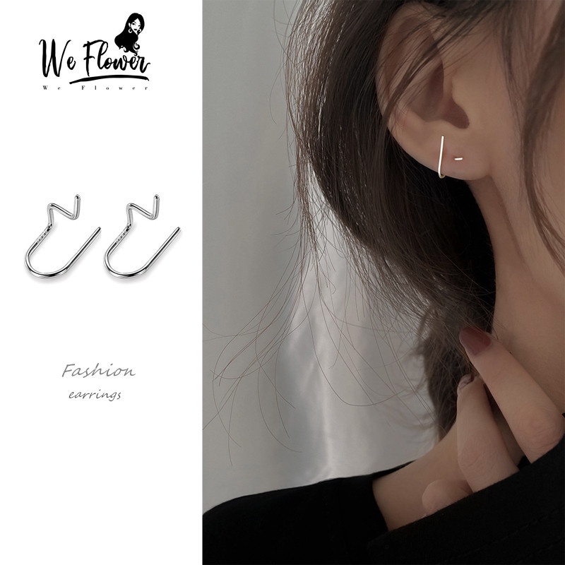 We Flower Anting Tusuk Gantung Asimetris Bahan Sterling Silver 925 Desain Geometri Untuk Wanita