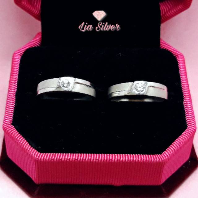 Cincin Ring Couple SILVER 925 - Perak Lapis Emas Putih