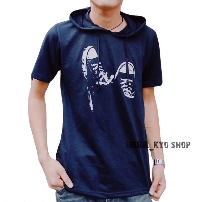 kaos hoodie bergambar sepatu/ hoodie pria /kaos kupluk pria