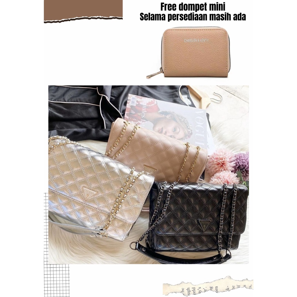 (WBAG_IMPORT)TAS SELEMPANG/BAHU WANITA GS/GUESS RYAN CONVERTIBLE CROSSBODY/PREMIUM FREE DOMPET KOIN 