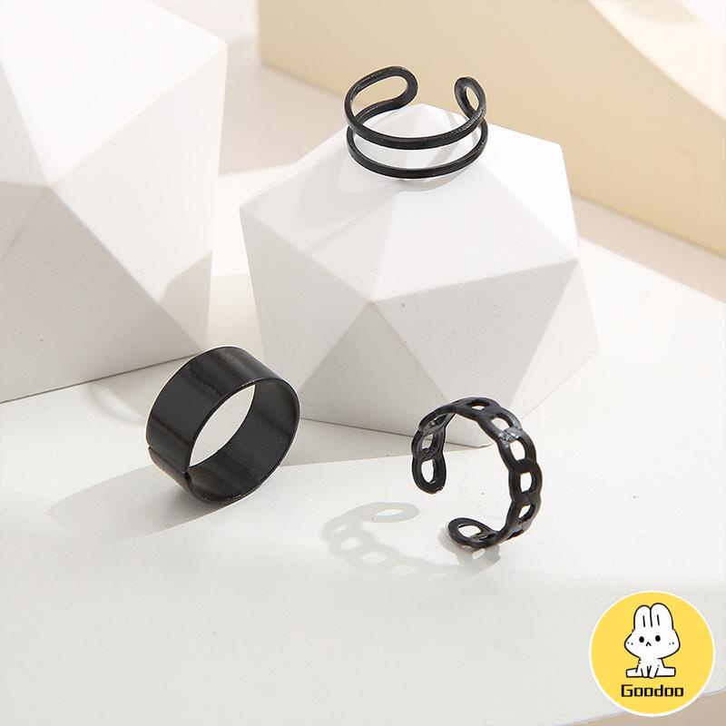 3pcs Set Cincin Jari Knuckle Gaya Vintage Punk Korea Untuk Pria Dan Cincin Wanita -Doo