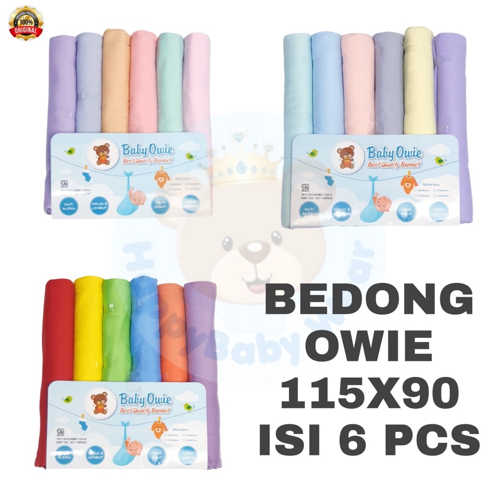 Bedong Bayi Baby Owie 115 x90 Isi 6Psc