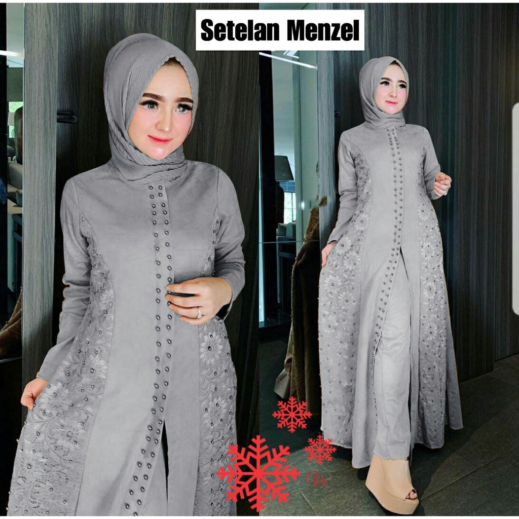 SET MENZEL SETELAN MOSCREPE KOMBI BRUKAT TULANG BUSUI  SIZE JUMBO (L, XL, XXL)