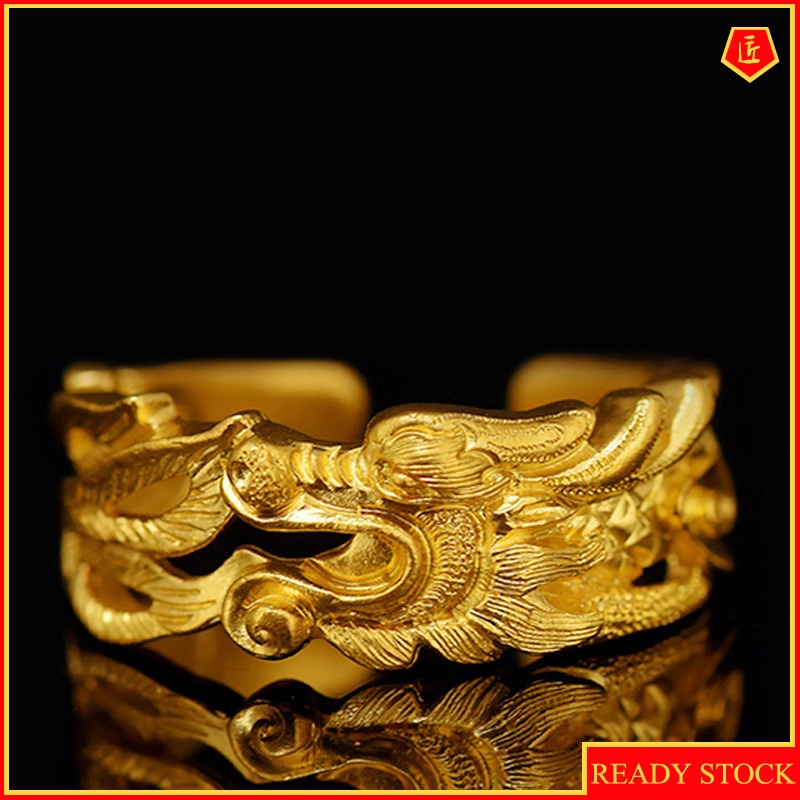 [Ready Stock]Fashion Retro Golden Auspicious Dragon Ring