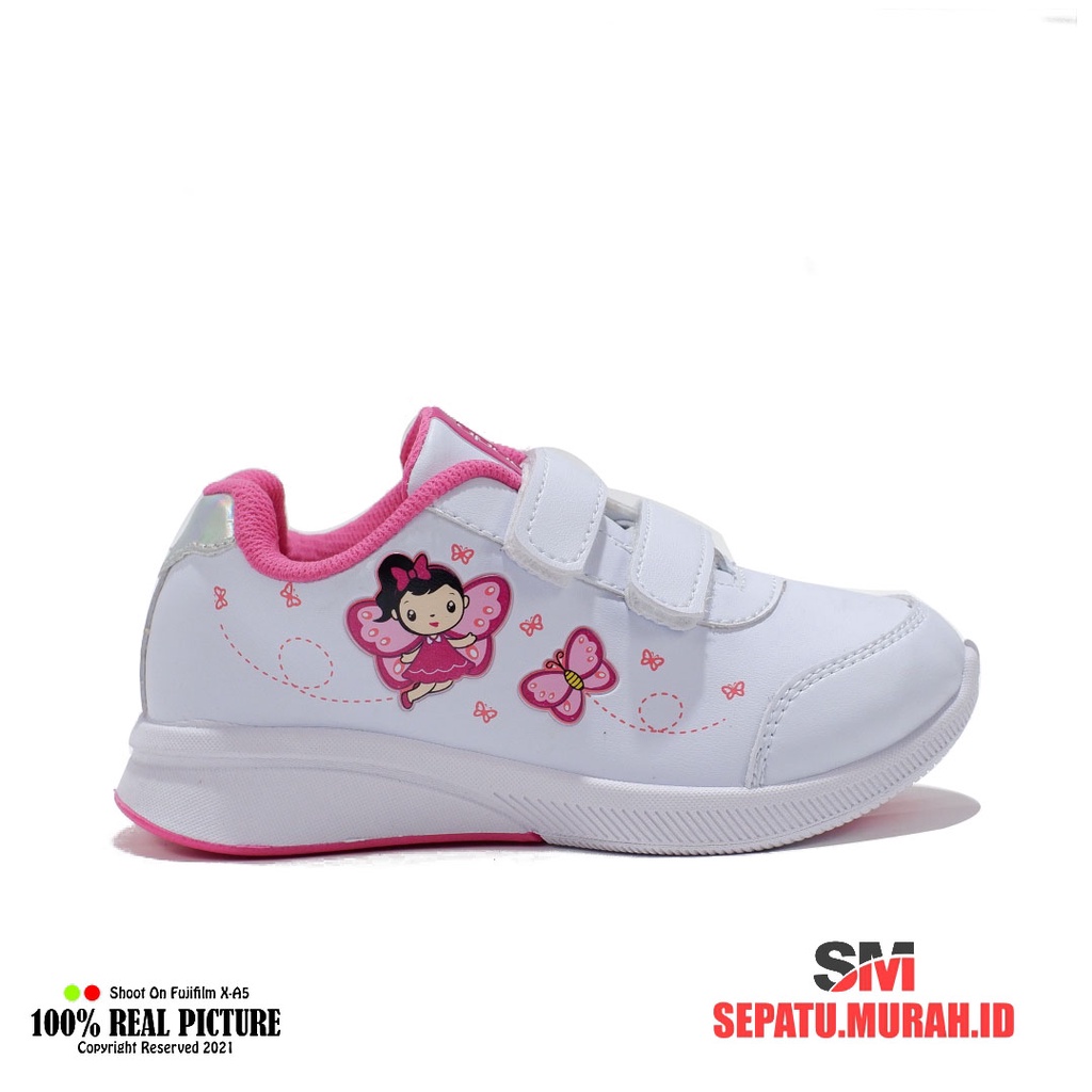 Sepatu anak perempuan original cewek paud dan sd kecil branded Ando Lilyfly Lily flower kwalitas perekat 25-32