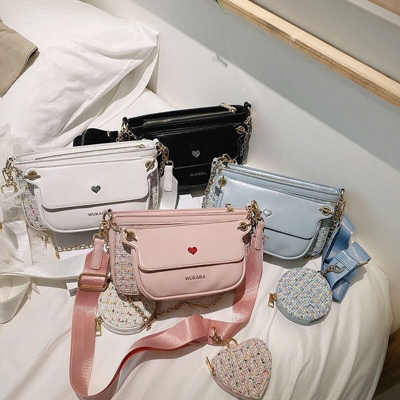 BJ212984 (2IN1) - BEIGE/BLACK/BLUE/PINK - TAS SLEMPANG DOMPET KOIN IMPORT TAS WANITA FASHION IMPORT MODIS ELEGAN TERMURAH TERLARIS TERBARU BAGSTORE JAKARTA TAS BATAM JT12984 ZC0254 LT2167