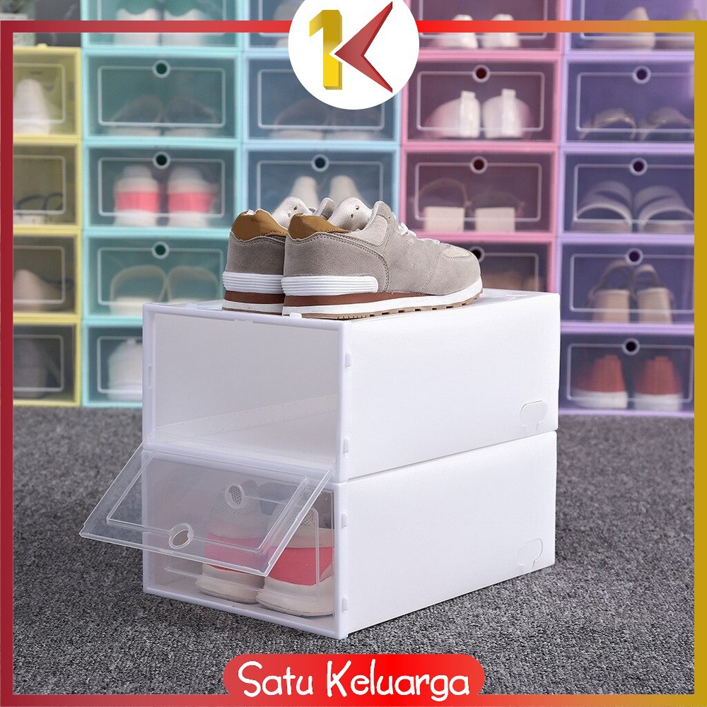 SK-C158 Kotak Sepatu Lipat Transparan Tebal Shoes Storage Box Organizer Rak Sepatu Plastik Susun Image 9