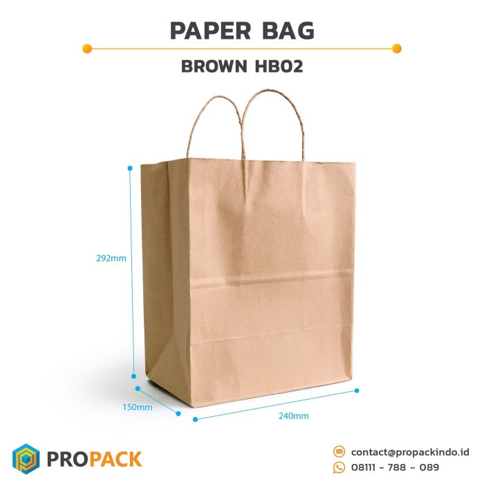 

PROMO Paper Bag Handle Large 25pcs / Kantong Kertas Tali Tenteng HB02 Coklat