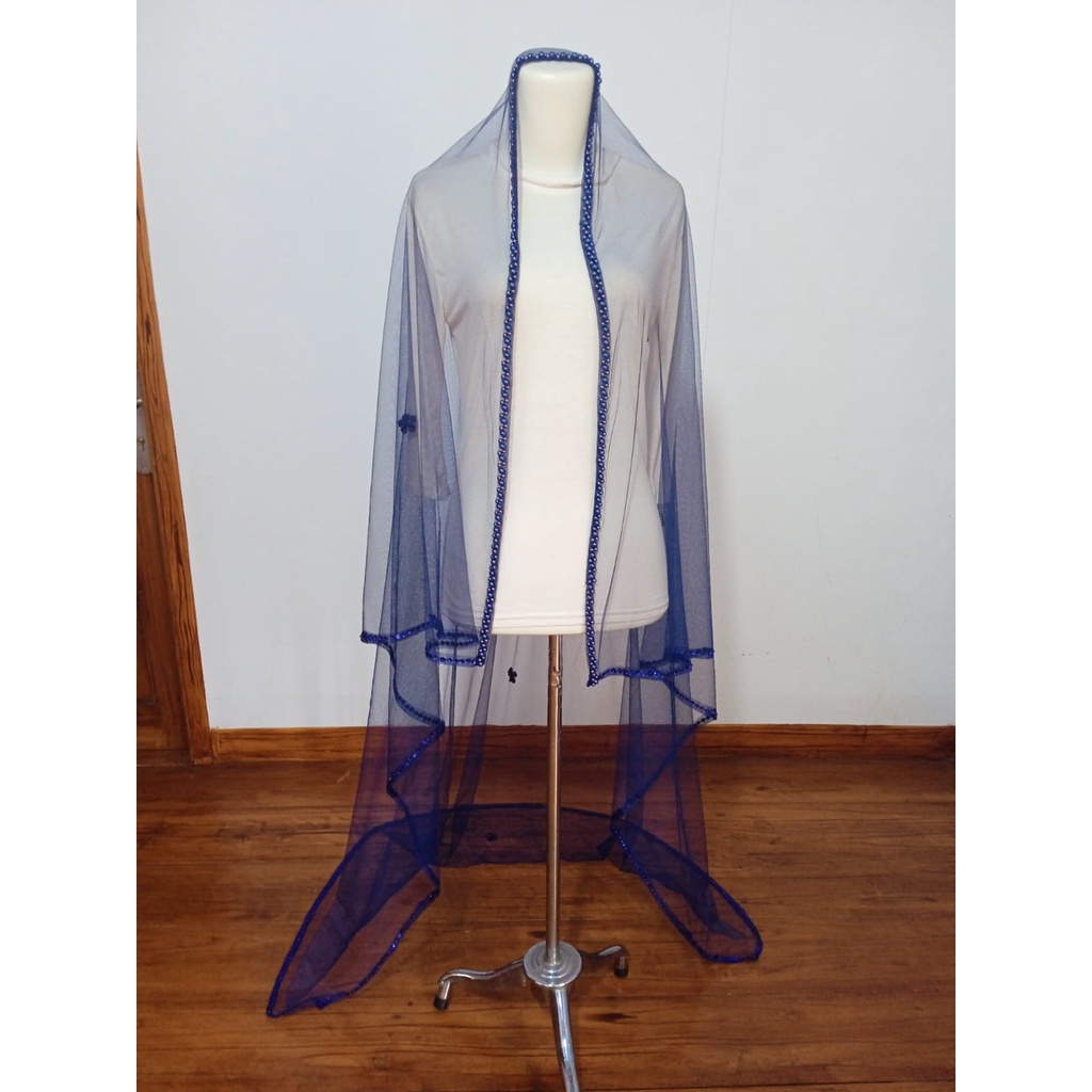 SLayer pengantin NAVY 2M/ hijab Pengantin /Selendang pengantin /Hijab veil original