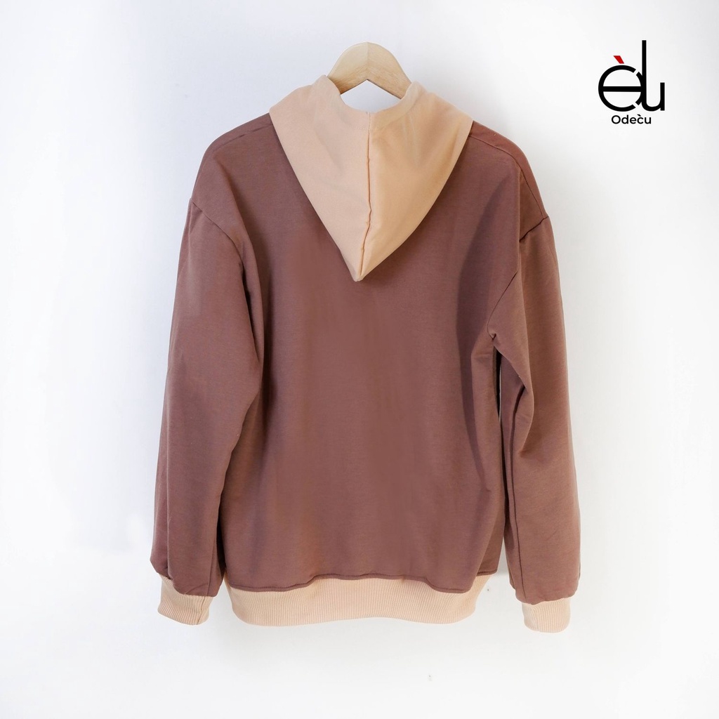 ODECU HOODIE TWO COLOR MOCCA COKSU SWEATER OVERSIZE WANITA PRIA